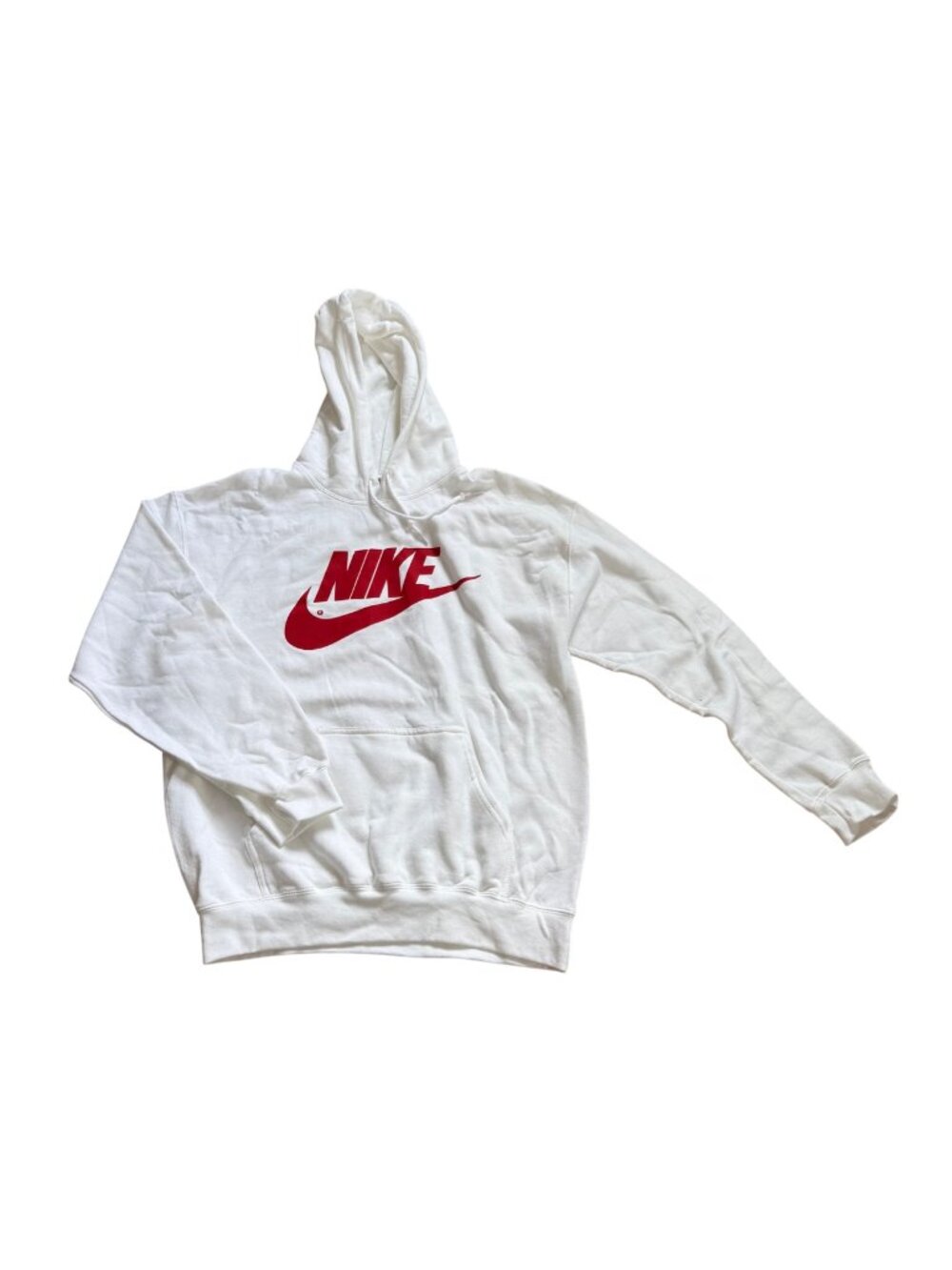 Nike White Hoodie Red Logo Graphic Pullover Sweatshirt Size M
